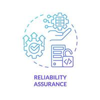 Reliability assurance blue gradient concept icon. Quality practices, assessment management. Performance analysis, correction. Round shape line illustration. Abstract idea. Graphic design. Easy to use vector