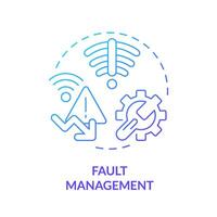 Fault management blue gradient concept icon. Log analyzing, vulnerability assessment. Server administration maintenance. Round shape line illustration. Abstract idea. Graphic design. Easy to use vector