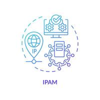 Ip management blue gradient concept icon. Network administration, web protocols. Internet infrastructure, data transferring. Round shape line illustration. Abstract idea. Graphic design. Easy to use vector