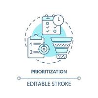 Prioritization soft blue concept icon. Task management, productivity. Round shape line illustration. Abstract idea. Graphic design. Easy to use in infographic, promotional material, article vector