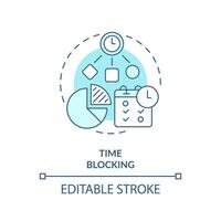 Time blocking soft blue concept icon. Workflow management. Round shape line illustration. Abstract idea. Graphic design. Easy to use in infographic, promotional material, article, blog post vector