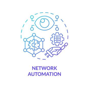Network automation blue gradient concept icon. Artificial intelligence task management. System server administration. Round shape line illustration. Abstract idea. Graphic design. Easy to use vector
