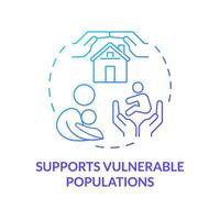 Support vulnerable populations blue gradient concept icon. Loving parent and child. Adoption benefits. Child welfare. Round shape line illustration. Abstract idea. Graphic design. Easy to use vector