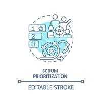 Scrum prioritization soft blue concept icon. Teamwork organization. Round shape line illustration. Abstract idea. Graphic design. Easy to use in infographic, promotional material, article, blog post vector