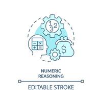 Numeric reasoning soft blue concept icon. Mathematical intelligence. Round shape line illustration. Abstract idea. Graphic design. Easy to use in infographic, presentation, brochure, booklet vector