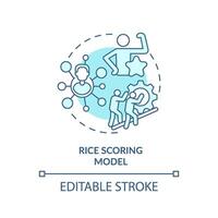 RICE scoring model soft blue concept icon. Teamwork organization. Round shape line illustration. Abstract idea. Graphic design. Easy to use in infographic, promotional material, article, blog post vector