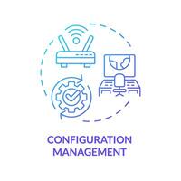 Configuration management blue gradient concept icon. Performance evaluation, monitoring tools. Server maintenance. Round shape line illustration. Abstract idea. Graphic design. Easy to use vector