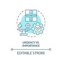 Urgency vs importance soft blue concept icon. Task management. Round shape line illustration. Abstract idea. Graphic design. Easy to use in infographic, promotional material, article, blog post vector