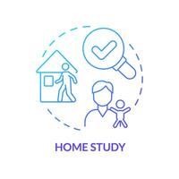 Home study blue gradient concept icon. Social worker home visit. Family assessment. Legal process of adoption. Round shape line illustration. Abstract idea. Graphic design. Easy to use vector