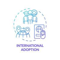 International adoption blue gradient concept icon. Adopt newborn from foreign country. Multicultural family. Round shape line illustration. Abstract idea. Graphic design. Easy to use vector