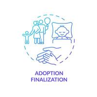 Adoption finalization blue gradient concept icon. Becoming parents. Happy family united. Getting parental rights. Round shape line illustration. Abstract idea. Graphic design. Easy to use vector