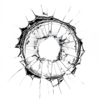 AI generated Broken Glass with Transparent Hole Clipart png