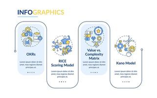 Prioritization frameworks, optimization rectangle infographic template. Data visualization with 4 steps. Editable timeline info chart. Workflow layout with line icons vector