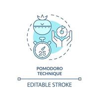 Pomodoro technique soft blue concept icon. Focus control. Round shape line illustration. Abstract idea. Graphic design. Easy to use in infographic, promotional material, article, blog post vector