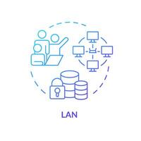 Lan connection type blue gradient concept icon. Internet communication technology. System infrastructure administration. Round shape line illustration. Abstract idea. Graphic design. Easy to use vector