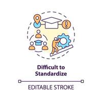 Difficult to standardize multi color concept icon. Experiential learning. Different learning outcomes. Round shape line illustration. Abstract idea. Graphic design. Easy to use in presentation vector