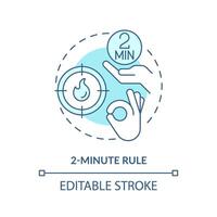 2 minute rule soft blue concept icon. Task management. Round shape line illustration. Abstract idea. Graphic design. Easy to use in infographic, promotional material, article, blog post vector