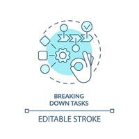 Breaking down tasks soft blue concept icon. Focus control. Round shape line illustration. Abstract idea. Graphic design. Easy to use in infographic, promotional material, article, blog post vector