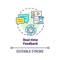 Real-time feedbacks multi color concept icon. Coaching and communication. Learners receive feedback. Round shape line illustration. Abstract idea. Graphic design. Easy to use in presentation vector