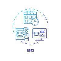 2D gradient EMS icon, creative isolated vector, thin line illustration representing extracurricular activities. vector