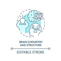 Brain chemistry and structure soft blue concept icon. Nervous system. Round shape line illustration. Abstract idea. Graphic design. Easy to use in infographic, presentation, brochure, booklet vector