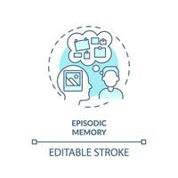 Episodic memory, adhd soft blue concept icon. Brain processing issues. Round shape line illustration. Abstract idea. Graphic design. Easy to use in infographic, presentation, brochure, booklet vector