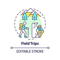 Field trips multi color concept icon. Experiential learning. Interaction with nature. Round shape line illustration. Abstract idea. Graphic design. Easy to use in presentation vector