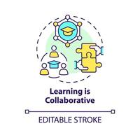 Collaborative learning multi color concept icon. Working in teams and develop social skills. Communication. Round shape line illustration. Abstract idea. Graphic design. Easy to use in presentation vector