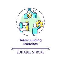 Team building exercise multi color concept icon. Teamwork solve problems, complete tasks. Cooperation. Round shape line illustration. Abstract idea. Graphic design. Easy to use in presentation vector