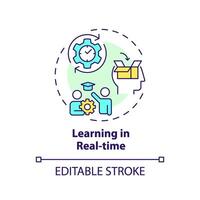 Learning in real time multi color concept icon. Solving problems and challenges. Source of learning. Round shape line illustration. Abstract idea. Graphic design. Easy to use in presentation vector