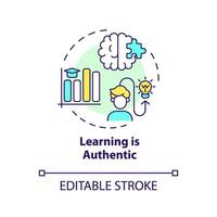 Learning is authentic multi color concept icon. Engage deeper for learning and working. Round shape line illustration. Abstract idea. Graphic design. Easy to use in presentation vector