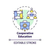 Cooperative education multi color concept icon. Blending classroom learning with practical work experience. Round shape line illustration. Abstract idea. Graphic design. Easy to use in presentation vector