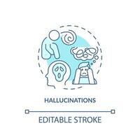 Hallucination, neurology illness soft blue concept icon. Perception disease. Round shape line illustration. Abstract idea. Graphic design. Easy to use in infographic, presentation, brochure, booklet vector
