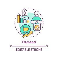 Demand multi color concept icon. Purchasing goods and services and paying. Demand graph and curve. Round shape line illustration. Abstract idea. Graphic design. Easy to use in brochure marketing vector