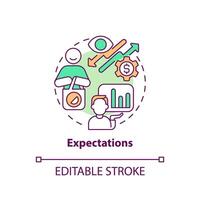 Expectations multi color concept icon. Expectations about prices, income, product availability. Round shape line illustration. Abstract idea. Graphic design. Easy to use in brochure marketing vector