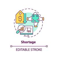 Shortage multi color concept icon. Product exceeding supply. Low prices. Limited production. Round shape line illustration. Abstract idea. Graphic design. Easy to use in brochure marketing vector