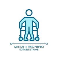 Cerebral palsy light blue icon. Physical disability, genetic disorder. Lifelong medical condition. RGB color sign. Simple design. Web symbol. Contour line. Flat illustration. Isolated object vector