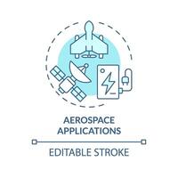 aeroespacial aplicaciones suave azul concepto icono. aeronáutico ingeniería. litio ion batería capacidad. redondo forma línea ilustración. resumen idea. gráfico diseño. fácil a utilizar en folleto, folleto vector