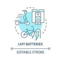 LMT batteries soft blue concept icon. Portable consumer electronics. Advanced energy storage systems. Round shape line illustration. Abstract idea. Graphic design. Easy to use in brochure, booklet vector