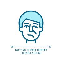 Facial nerve paralysis light blue icon. Bells palsy. Neurological medical condition. Injury recovery. RGB color sign. Simple design. Web symbol. Contour line. Flat illustration. Isolated object vector