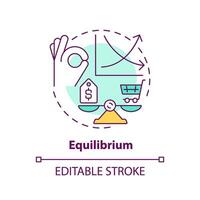 Equilibrium multi color concept icon. Demand and supply balance. Price tag on scale. Round shape line illustration. Abstract idea. Graphic design. Easy to use in brochure marketing vector