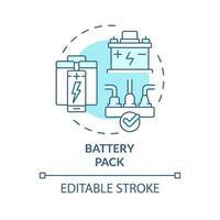 Battery pack soft blue concept icon. High energy density storage device. Portable electronics. Round shape line illustration. Abstract idea. Graphic design. Easy to use in brochure, booklet vector