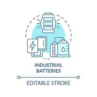 industrial baterías suave azul concepto icono. Procesando industrias cargando evolución. alto energía densidad. redondo forma línea ilustración. resumen idea. gráfico diseño. fácil a utilizar en folleto vector