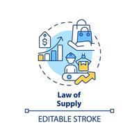 Law of supply multi color concept icon. Demand creates supply. Higher price leads to higher quantity. Round shape line illustration. Abstract idea. Graphic design. Easy to use in brochure marketing vector