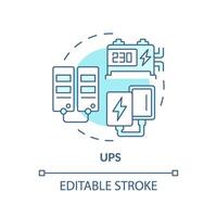 Uninterruptible power supply soft blue concept icon. Lithium ion batteries. Energy storage system. Round shape line illustration. Abstract idea. Graphic design. Easy to use in brochure, booklet vector