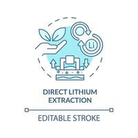 Direct lithium extraction soft blue concept icon. Batteries production industry. Refining process. Round shape line illustration. Abstract idea. Graphic design. Easy to use in brochure, booklet vector