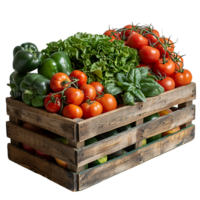 AI generated Isolated Fresh Produce in Wooden Container png