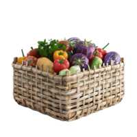 AI generated Transparent Wooden Box Filled with Vegetables png