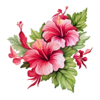 ai genererad charmig vattenfärg ClipArt av en hibiskus bukett png