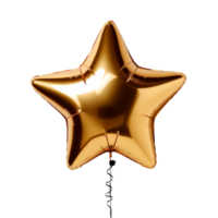 AI generated Metallic Gold Star Balloon Set png